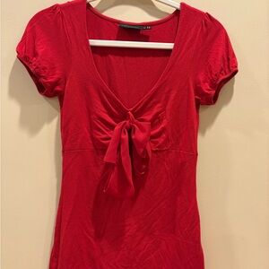 The Limited Y2K Red Tie Front Fitted Blouse